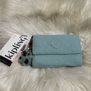 Kipling Aqua Blue Wallet with Keychain